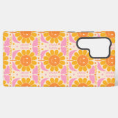 Retro-Gelb-Rosa-Happy-Face-Blume Muster Samsung Galaxy Hülle (Rückseite (Horizontal))