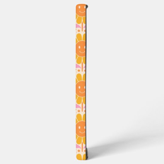 Retro-Gelb-Rosa-Happy-Face-Blume Muster Samsung Galaxy Hülle (Linke Seite)