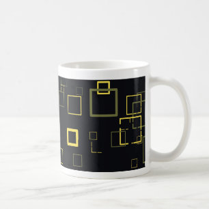 Retro Gelb, Schwarz Pop Squares Kunst Muster Tasse