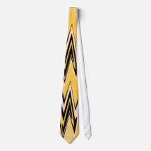 Retro Gelb, Schwarzer Zickzack Abstract Art Deco 2
