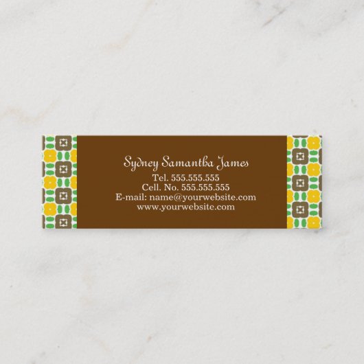 Retro Gelb u. Brown-Visitenkarte Mini Visitenkarte (Vorderseite)
