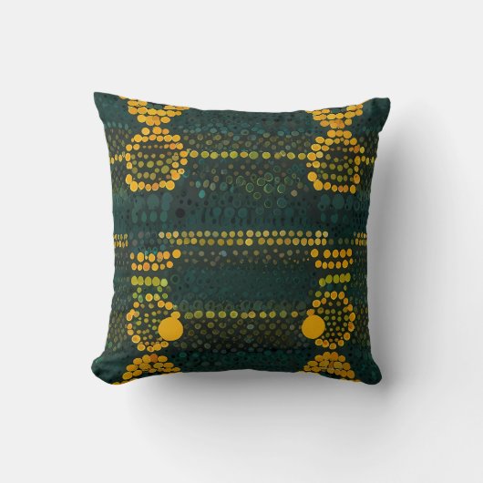 Retro Gelb und grün Zigzag Dot Patter Kissen (Vorderseite)