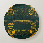 Retro Gelb und grün Zigzag Dot Patter Rundes Kissen (Vorderseite)