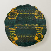 Retro Gelb und grün Zigzag Dot Patter Rundes Kissen (Rückseite)