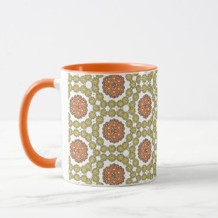 Retro Gelb- und Orange-Blumenmuster Tasse
