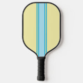 Retro Gelb und Sky Blue Streifen - Mit Monogramm Pickleball Schläger (Rückseite)