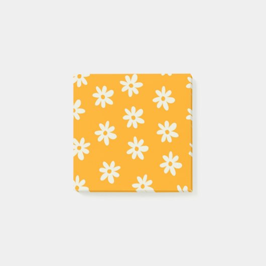 Retro Gelb Weiß Blumen Einfach Blumenmuster Post-it Klebezettel (Vorderseite)