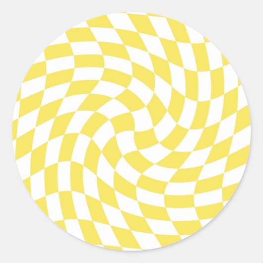 Retro-Gelb-weiße, gezogene Karos geprüft Runder Aufkleber (Vorderseite)