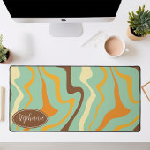 Retro-Gelbbraun-Marmorwirbel Schreibtischunterlage