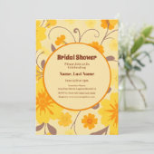 Retro-Gelbe Blumen-Brautparty Einladung (Stehend Vorderseite)