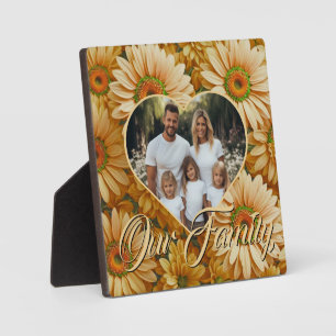Retro Gelbe Blumen-Daisy-Herz-Fotovorlage Fotoplatte