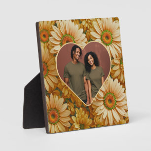 Retro Gelbe Blumen-Daisy-Herz-Fotovorlage Fotoplatte