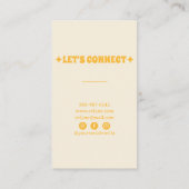 Retro Gelbe Hand gezeichnet Groovy Floral Trendy Visitenkarte (Rückseite)