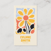 Retro Gelbe Hand gezeichnet Groovy Floral Trendy Visitenkarte (Vorderseite)