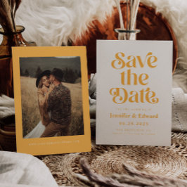 Retro-Gelbe Hochzeit speichern Sie das Datum Save The Date