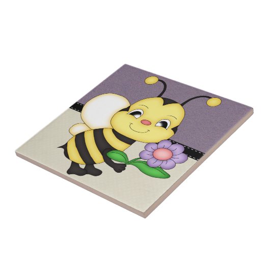 Retro gelbe Hummel-Biene Fliese (Seite)