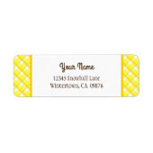 Retro-Gelbe Karierte bearbeitbare Rücksendeadresse (Vorne)