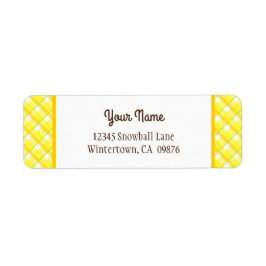 Retro-Gelbe Karierte bearbeitbare Rücksendeadresse