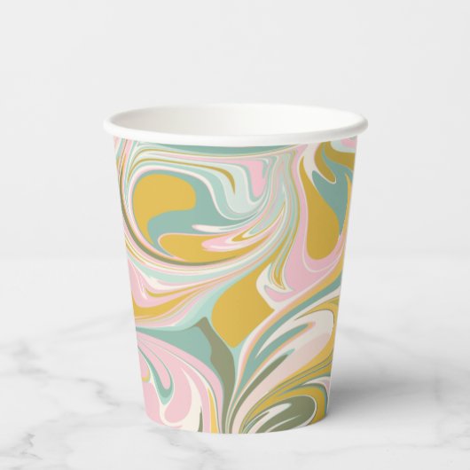 Retro-Gelbe Pastete Abstraktes benutzerdefiniertes Pappbecher (Rückseite)