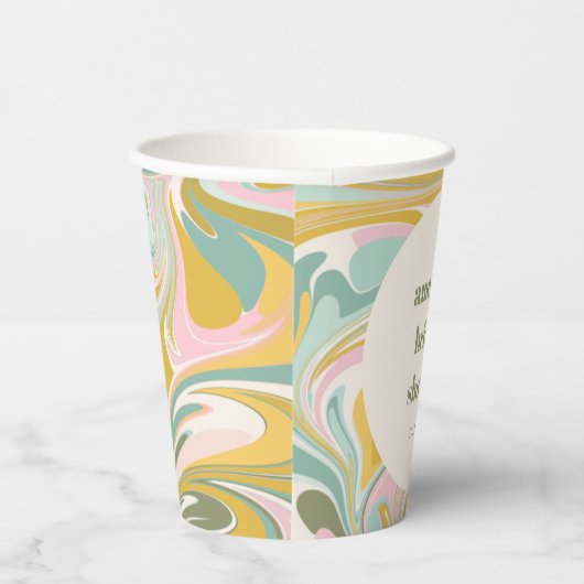 Retro-Gelbe Pastete Abstraktes benutzerdefiniertes Pappbecher (Rechts)