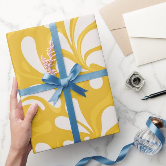 Retro Gelbe Senf Pop Creme Abstrakte Muster Geschenkpapier (Schenken)