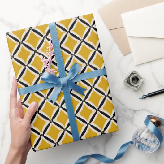 Retro Gelbe Senf Pop Creme Abstrakte Muster Geschenkpapier (Schenken)