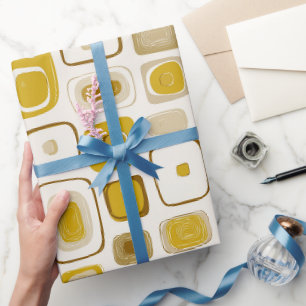 Retro Gelbe Senf Pop Creme Abstrakte Muster Geschenkpapier