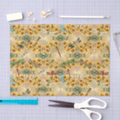 Retro-Gelbe Sonnenblume Multicfarbene Libellen Seidenpapier (Handwerk)