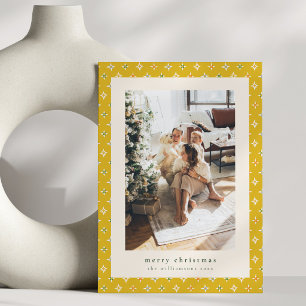 Retro Gelbe Sterne Frohe Weihnachten Familienfoto