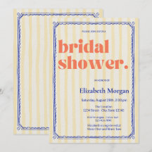 Retro-Gelbe Streifen Blau Rahmen Brautparty