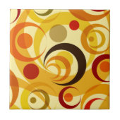 Retro gelbe und orange Kreise Fliese (Vorderseite)