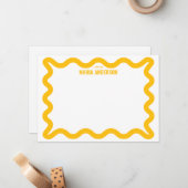 Retro-Gelbe Wavy-Border Personalisiert Mitteilungskarte (Vorderseite/Rückseite Beispiel)