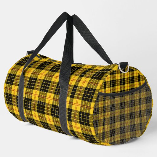 Retro-Gelber Karierter Basketballfußball Duffle Bag (Rechte Ecke)