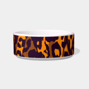 Retro gelber Leopard-Druck-Pelz Browns schwarzer Napf