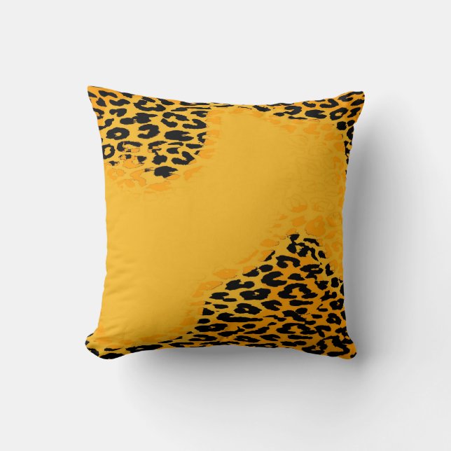 Retro gelber Leopard-Druck und moderner Entwurf Kissen (Vorderseite)