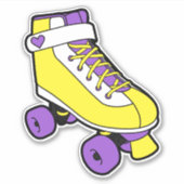 Retro-Gelber Roller-Skate für nicht binären Pride Aufkleber (Vorderseite)