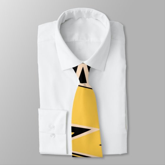 Retro gelber, schwarzer Zigzap abstrakter Krawatte (Gebunden)