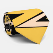 Retro gelber, schwarzer Zigzap abstrakter Krawatte (Gerollt)