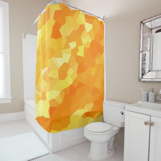 Retro gelber und orange Buntglas-Sonnenuntergang Duschvorhang (Beispiel)