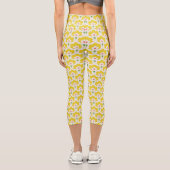 Retro Gelbes Blumengartenmuster Capri Leggings (Rückseite)