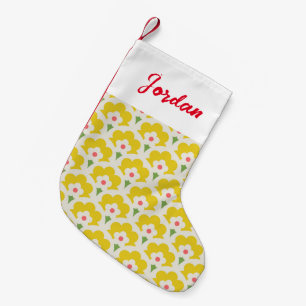 Retro Gelbes Blumengartenmuster Kleiner Weihnachtsstrumpf