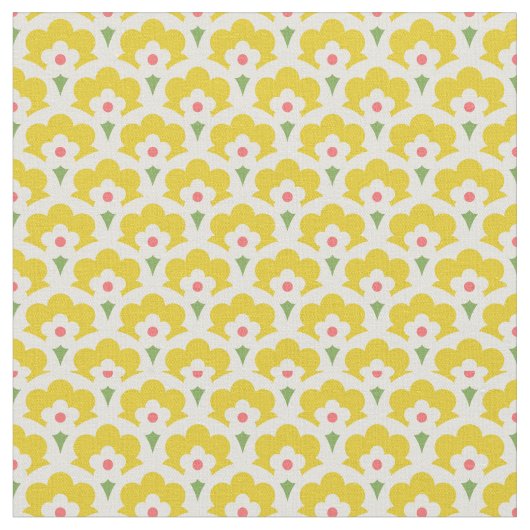 Retro Gelbes Blumengartenmuster Stoff (Nahaufnahme)