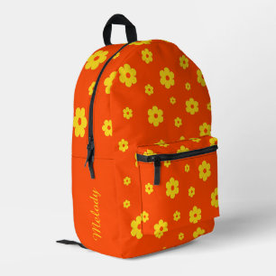 Retro-Gelbes Daisy-Vintages Blumenmuster Bedruckter Rucksack