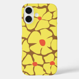 Retro-Gelbes florales fett Abstraktes Blume Muster iPhone 16 Hülle