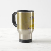 Retro gelbes Gänseblümchen mit Monogramm Reisebecher (Vorderseite Links)