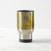 Retro gelbes Gänseblümchen mit Monogramm Reisebecher (Mittel)