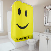 Retro Gelbes glückliches Gesicht lächelnd Duschvorhang (Beispiel)