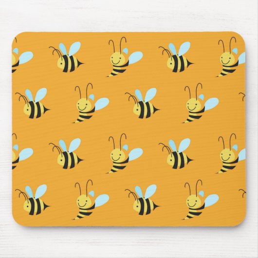 Retro gelbes Hummel-Bienen-Muster Mousepad (Vorne)