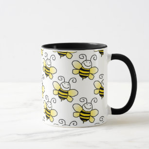 Retro gelbes Hummel-Bienen-Muster Tasse