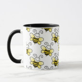 Retro gelbes Hummel-Bienen-Muster Tasse (Links)